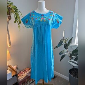 Vintage Erika Taylor Embroidered House Dress 80s